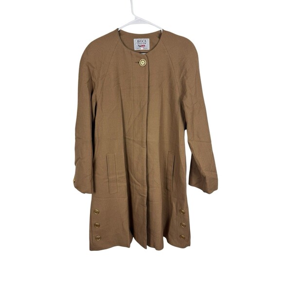 AVOCA COLLECTION WOOL KNIT COAT BROWN GOLD BUTTONS IRELAND WOMEN'S SIZE S - Picture 1 of 13